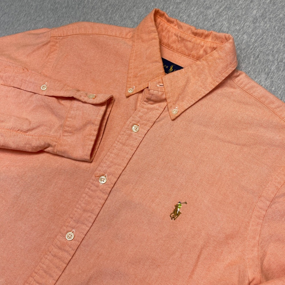 Ralph Lauren Button-Down Shirt Mens Large Oxford Orange Flesh Pony L EUC